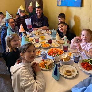 Children at Wick Court celebrating Farms for City Children's 50th birthday