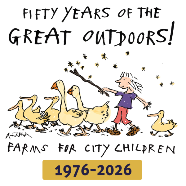 Farms for City Children 50th anniversary logo with dates 1976 - 2026