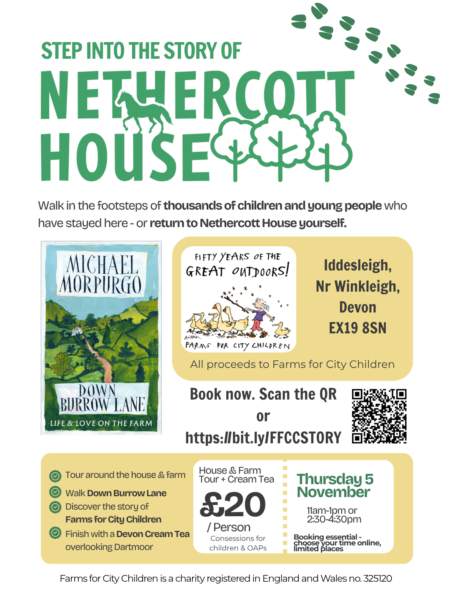 A poster with the details of Step Into the Story of Nethercott HOuse which are also contained in text in the main news item.